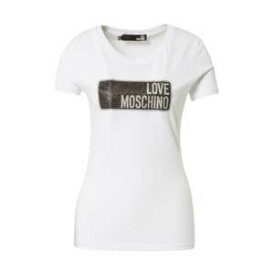 Love Moschino Tričko  biela / čierna / strieborná
