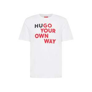 HUGO Tričko 'Durtingten'  biela / červená / čierna