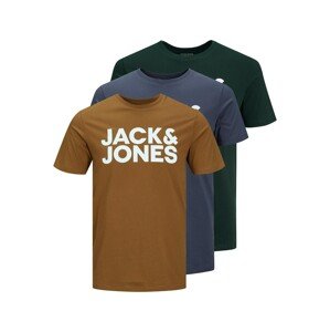 JACK & JONES Tričko  modrosivá / kaki / jedľová / biela
