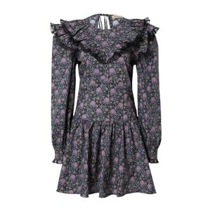 Custommade Košeľové šaty 'Linah'  čierna / fialová / béžová / biela