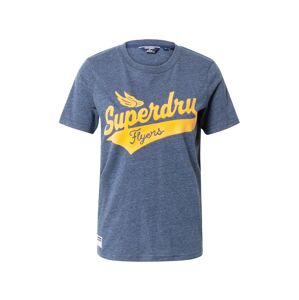Superdry Tričko  modrá melírovaná / zlatá žltá