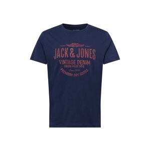 JACK & JONES Tričko  námornícka modrá / pastelovo červená