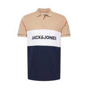 JACK & JONES Tričko  béžová / námornícka modrá / biela