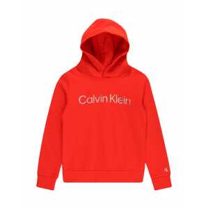 Calvin Klein Jeans Mikina  oranžovo červená / strieborná