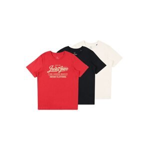 Jack & Jones Junior Tričko  červená / čierna / prírodná biela
