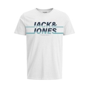 Jack & Jones Junior Tričko 'Charles'  biela / námornícka modrá / svetlomodrá