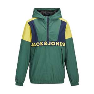 Jack & Jones Junior Prechodná bunda 'Club'  zelená / žltá / námornícka modrá