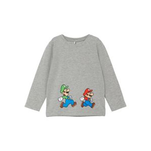 NAME IT Tričko 'Mario'  sivá melírovaná / modrá / zelená / béžová / biela