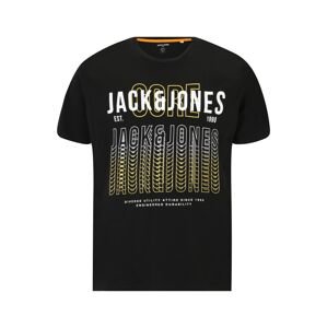 Jack & Jones Plus Tričko 'CYBER'  čierna / biela / žltá