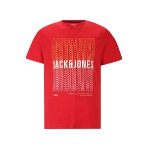 Jack & Jones Plus Tričko 'CYBER'  červená / biela / žltá