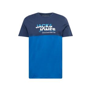 JACK & JONES Tričko 'GARY'  modrá / námornícka modrá / biela