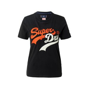 Superdry Tričko  čierna / biela / oranžová