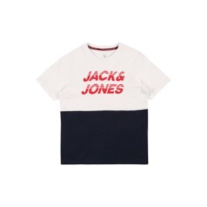 Jack & Jones Junior Tričko 'BREAK'  šedobiela / červená / tmavomodrá