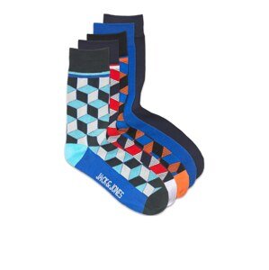 JACK & JONES Ponožky 'CHEER'  modrá / námornícka modrá / oranžová / červená / čierna