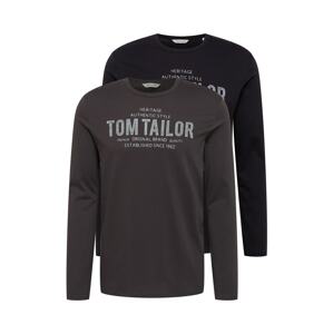 TOM TAILOR Tričko  čierna / antracitová / biela / sivá