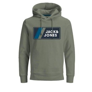 JACK & JONES Mikina 'Jake'  námornícka modrá / biela / modrá / kaki