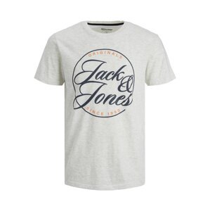 JACK & JONES Tričko 'Truce'  sivá melírovaná / námornícka modrá / oranžová