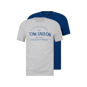 TOM TAILOR Tričko  modrá / sivá melírovaná