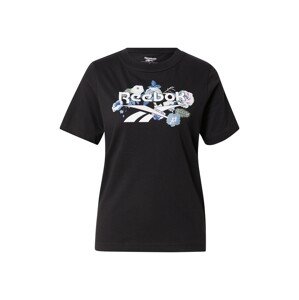 Reebok Sport Funkčné tričko 'Floral'  čierna / biela / modrá