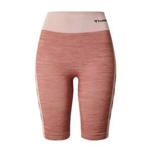 Hummel Športové nohavice  pastelovo ružová / červená melírovaná / čierna