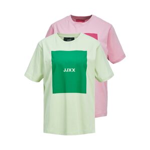 JJXX Tričko 'AMBER'  zelená / pastelovo zelená / ružová / biela