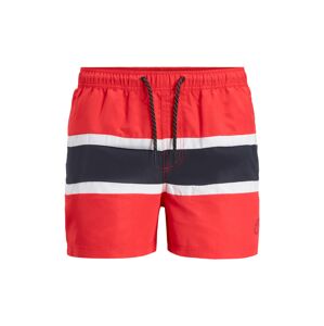 JACK & JONES Plavecké šortky 'Crete'  ohnivo červená / biela / námornícka modrá