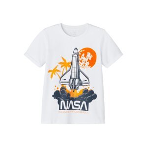 NAME IT Tričko 'NASA'  biela / námornícka modrá / neónovo oranžová / svetlooranžová