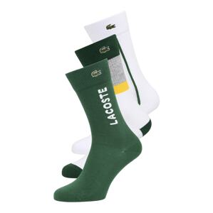 LACOSTE Ponožky  biela / sivá melírovaná / trávovo zelená / žltá