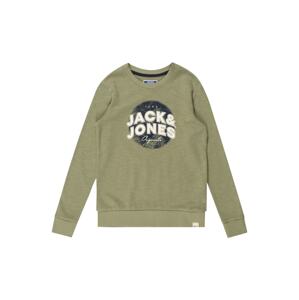 Jack & Jones Junior Mikina 'Bloomer'  olivová / čierna / prírodná biela / námornícka modrá
