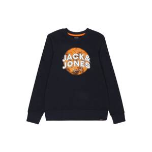 Jack & Jones Junior Mikina 'BLOOMER'  námornícka modrá / oranžová / biela