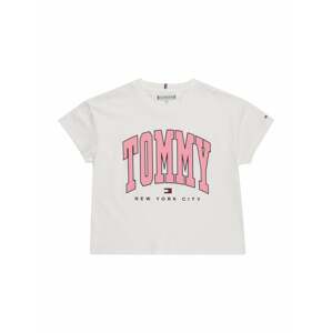 TOMMY HILFIGER Tričko  biela / čierna / červená / svetloružová