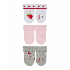 STERNTALER Ponožky  sivá / ružová / svetločervená / biela