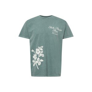 BDG Urban Outfitters Tričko 'STATE FLOWER SHOW'  smaragdová / biela