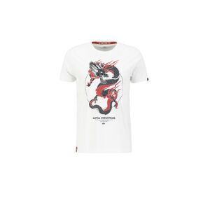 ALPHA INDUSTRIES Tričko 'Heritage Dragon'  biela / čierna / červená