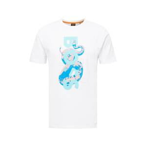 BOSS Casual Tričko 'Thinking 6'  biela / svetlomodrá / nebesky modrá / ružová