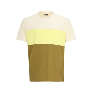 TOM TAILOR Men + Tričko  biela / pastelovo žltá / hnedá