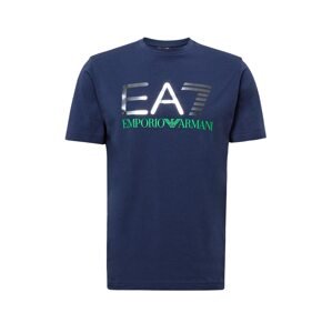 EA7 Emporio Armani Tričko  námornícka modrá / zelená / strieborná