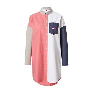 Tommy Jeans Košeľové šaty  rosé / tmelová / biela ako vlna / námornícka modrá