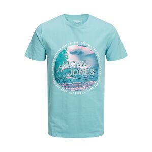 JACK & JONES Tričko 'Booster'  námornícka modrá / svetlomodrá / ružová / biela