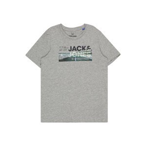 Jack & Jones Junior Tričko  sivá melírovaná / čierna / tmavozelená / biela