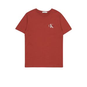 Calvin Klein Jeans Tričko  hrdzavo červená / čierna / biela