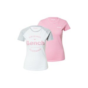 BENCH Tričko  ružová / biela / sivá melírovaná