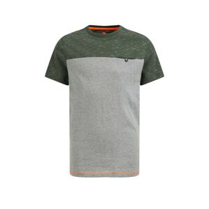 WE Fashion Tričko  zelená / sivá melírovaná / oranžová