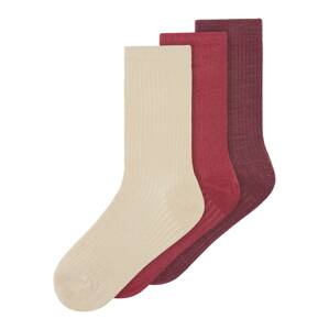 NAME IT Ponožky 'STORM'  béžová / červená / červeno-fialová