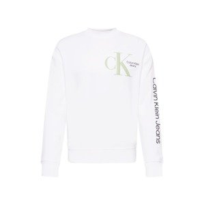 Calvin Klein Jeans Mikina  biela / čierna / mätová