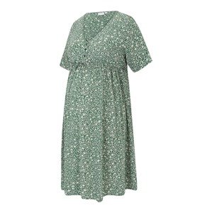 Pieces Maternity Košeľové šaty 'NYA'  zelená / biela / svetlosivá
