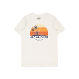 Jack & Jones Junior Tričko 'Palm'  biela / oranžová / svetlooranžová / námornícka modrá