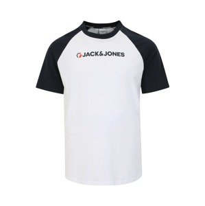 Jack & Jones Plus Tričko 'LOGAN'  biela / námornícka modrá / červená