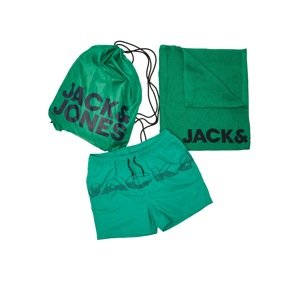 Jack & Jones Junior Plavecké šortky  smaragdová / čierna / trávovo zelená