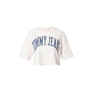 Tommy Jeans Tričko  námornícka modrá / svetloružová / biela